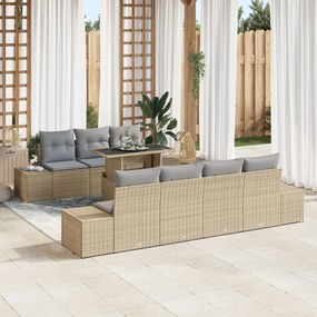 Kerti Kanapé Szett párnával 8 pcs Beige és Világosszürke