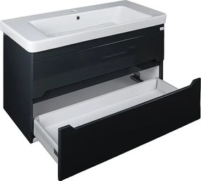 TMP SHARP 105 - FEKETE - fali fürdőszobabútor- Sanovit LUXURY 11105 mosdóval - 105 x 46 cm