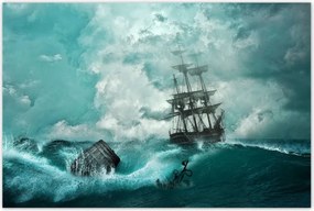 Poszterek 120x80 Vihar Tenger Hajó Tájkép