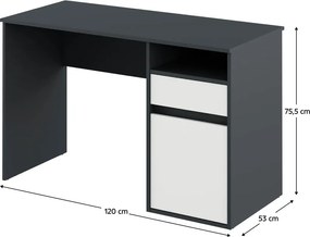 PC asztal, grafit/fehér, BILI NEW