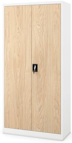 Fém iratszekrény JAN, 900 x 1850 x 400 mm, Eco Design: fehér/ sonoma tölgy