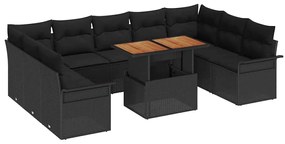 vidaXL Kerti Kanapé Szett párnával 10 pcs Fekete