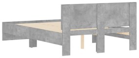 betonszürke ágykeret fejtámlával 120 x 200 cm