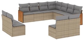 11 részes bézs polyrattan kerti ülőgarnitúra párnákkal