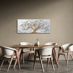 Kép – 3D elegáns életfa virágokkal (120x50 cm)