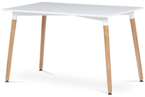 Masă De Bucătărie 120x80x74 cm, MDF / cadru metalic - lac alb mat, picioare din lemn