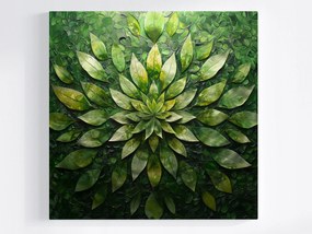 Canvas Vászonkép Zöld Mandala Levelekkel Természet Absztrakt 80x80