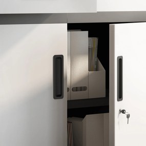 Fém iratszekrény széffel, vitrinnel és fiókokkal FILIP, 900 x 1850 x 400 mm, antracit-fehér