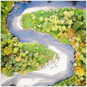 Poszterek 140x140 Forgó folyó Erdő Ősz