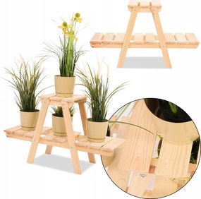 Álló fa virágágyás virágtartó állvány 3 polc 45 cm