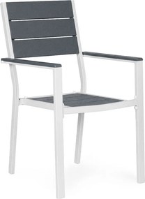Kerti szék, MultiGarden YC-051KD-4-5, fehér/sötétszürke, 54,5 x 52 x 89 cm, acél keret, HDPE ülő- és háttámla, 150 kg teherbírás, 2 db-os szett