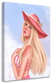 Gario Vászonkép Szoke rózsaszín kalapban - Crislainy Reis Silva Méret: 40 x 60 cm