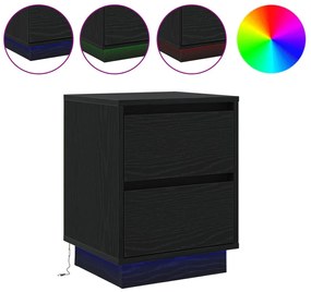 LED Fényes Éjjeli Asztal Fekete 39x34,5x50 cm