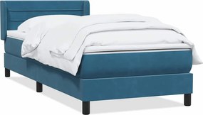 vidaXL sötétkék bársony rugós ágy matraccal 80x220 cm