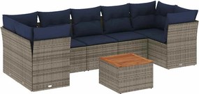 vidaXL 8 részes szürke polyrattan kerti ülőgarnitúra párnával