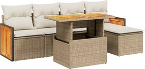 vidaXL 6 részes bézs polyrattan kerti ülőgarnitúra párnával