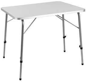 Kerti asztal, ezüst, alumínium, 80x60x50/69 cm, összecsukható
