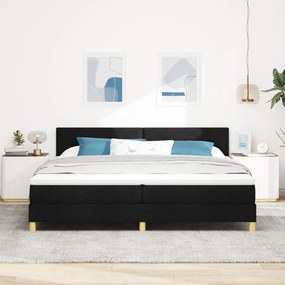 Box Spring Ágy Matraccal Fekete 200x200 cm Szövet