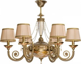 Klasszikus patina sárgaréz csillár nappaliba és elegáns étkezőbe – KUTEK BIBIONE BIB-ZW-6(P/A)