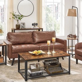 Dohányzóasztal rácsos polccal, rusztikus barna