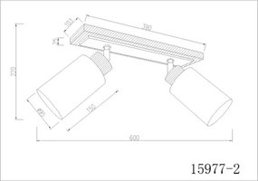 Globo 15977-2 Fali lámpa, barna fa, matt fehér fém, krómozott fém, matt fehér üveg, forgatható/dönthető, HxSzxM: 600x103x220 mm, 2x E27 60W 230V izzók nélkül