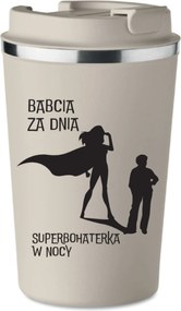 Prémium termo bögre bézs Nagymama Szuperhős Ajándék KT_259