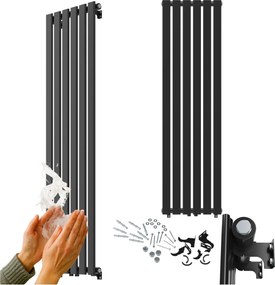 Dekoratív függőleges radiátor 1600x450 Fekete radiátor 776W panel Fero