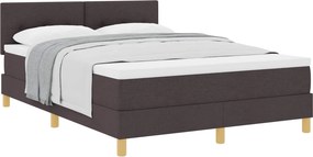vidaXL Boxrugós ágy matracmal Sötét Barna 140 x 190 cm szövet