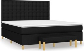 vidaXL fekete szövet rugós ágy matraccal 180 x 200 cm