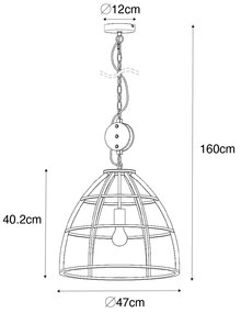 Okos függőlámpa sötétszürke fa 47 cm-es Wifi G95-tel - Arthur
