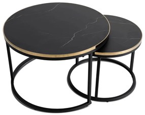 Dohányzóasztal Szett ARON Fekete márvány/Arany
