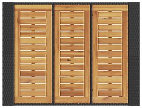 fekete polyrattan kerti bárasztal akácfa lappal 105x80x110 cm