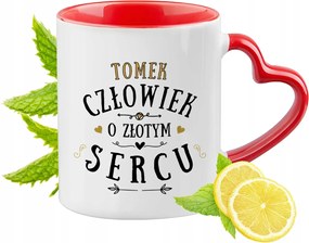 Tominak Piros Bögre Szív Alakú Füllel Ajándék Nyomtatott