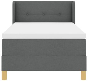Boxspring ágy matraccal sötétszürkében, 90 x 200 cm, textil.