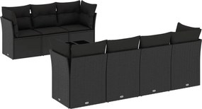 vidaXL 8 részes fekete polyrattan kerti ülőgarnitúra párnákkal