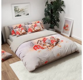 3D Pamut ágynemű SNOWMAN ON A SLEIGH szürke, 100% pamut Ágyneműhuzat mérete: 70 x 90 cm | 140 x 200 cm