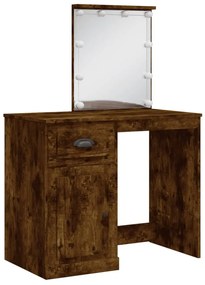 füstös tölgy színű fésülködőasztal LED-lámpákkal 90x42x132,5 cm