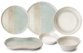 27 darabos étkészlet bézs/zöld/porcelán