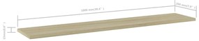 4 db sonoma-tölgy színű forgácslap könyvespolc 100x20x1,5 cm