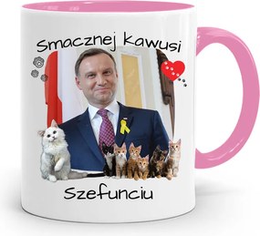 Andrzej Duda Pis Rózsaszín Elnöki Bögre fényképes nyomattal
