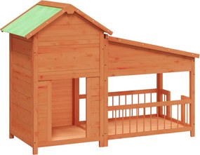 vidaXL mézbarna tömör fenyőfa kutyakennel 143x60,5x109 cm