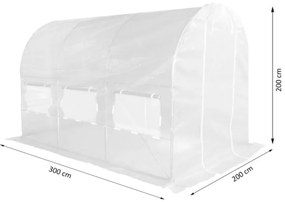 Kerti fóliasátor FEHÉR 2x3m UV-szűrővel PREMIUM