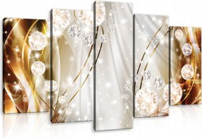 Vászon Falikép Gyémántok Arany Absztrakt 5 Részes 100x60