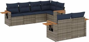 vidaXL 7 részes szürke polyrattan kerti ülőgarnitúra párnákkal