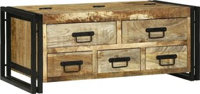 vidaXL Dohányzóasztal fiókkal Barna 90 x 50 x 38 cm Tömör Mangófát