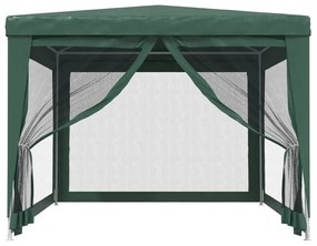 zöld HDPE rendezvénysátor 4 hálós oldalfallal 3x4 m
