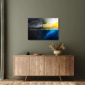Két oldalt mutató kép (üvegen) (70x50 cm)