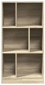 sonoma tölgy színű szerelt fa könyvszekrény 57x28,5x107,5 cm