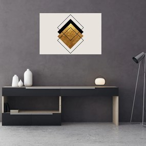 Kép - Absztrakció arany és fehér N⁰1 (90x60 cm)