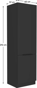Szekrény beépíthető hűtőhöz, fekete, SIBER 60 LO-210 2F
